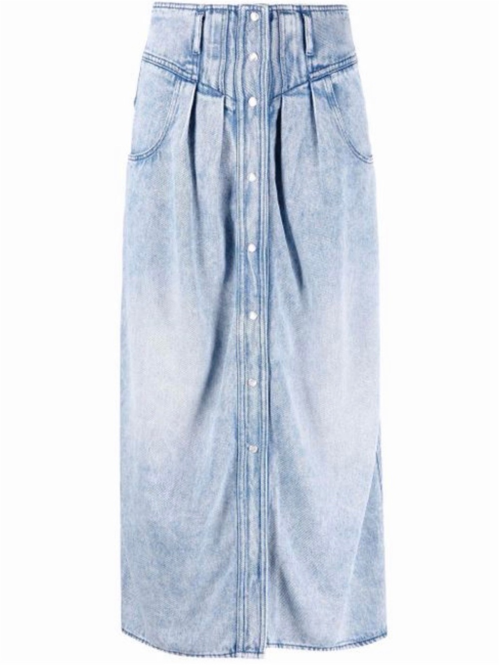 Isabel Marant Étoile Tigrane Denim Snap-Front Pleated Midi/Maxi Skirt FR 38 US 6